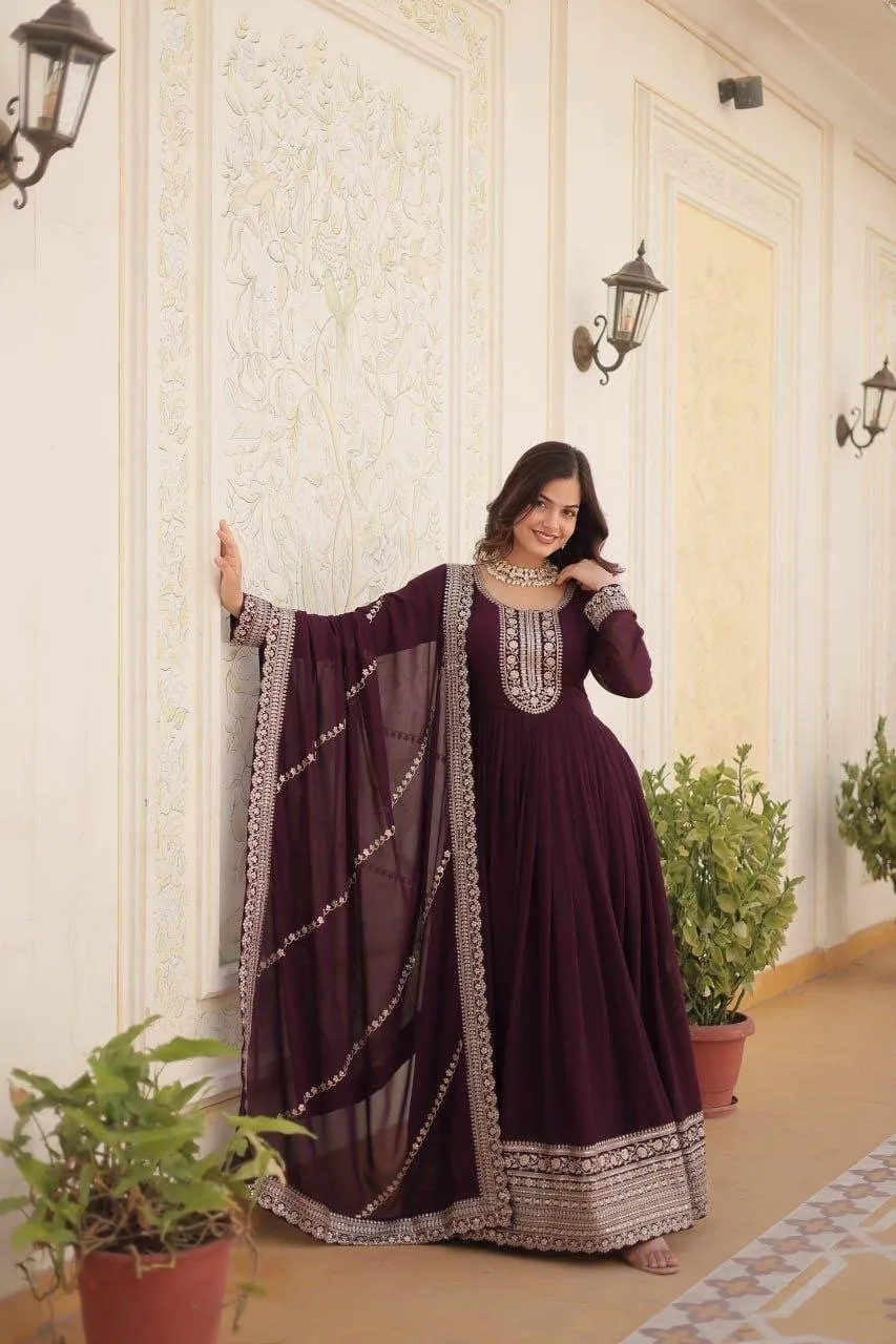 Anarkali Gown Faux Blooming