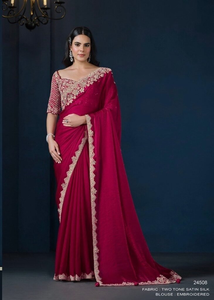 Saree Two Tone Satin Silk