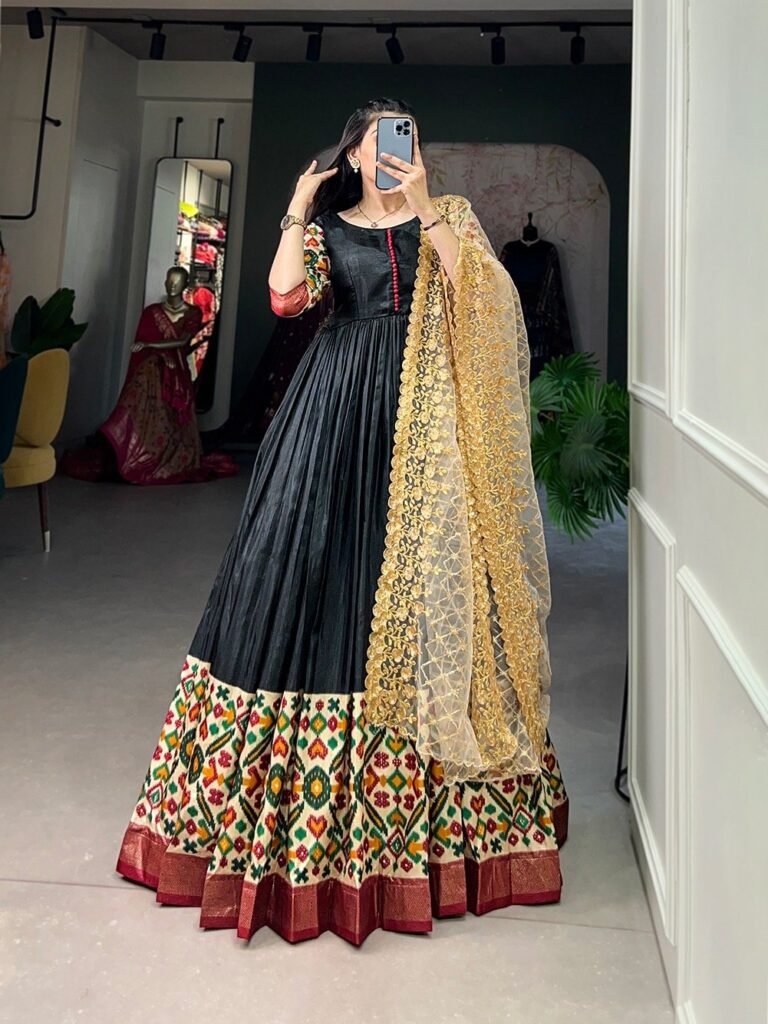 Anarkali Gown Dola Silk