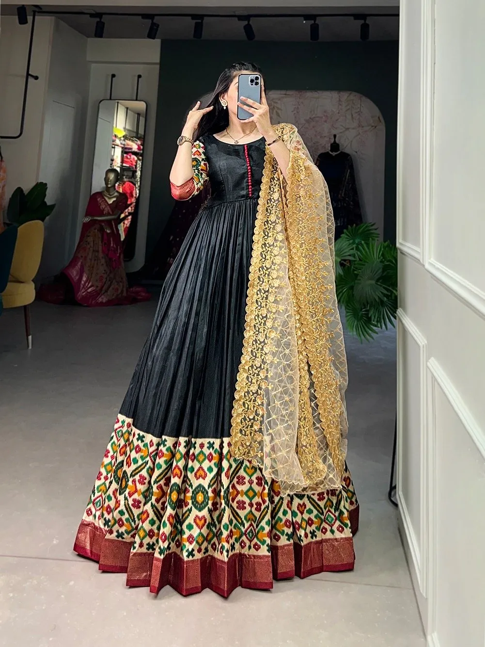 Anarkali Gown Dola Silk