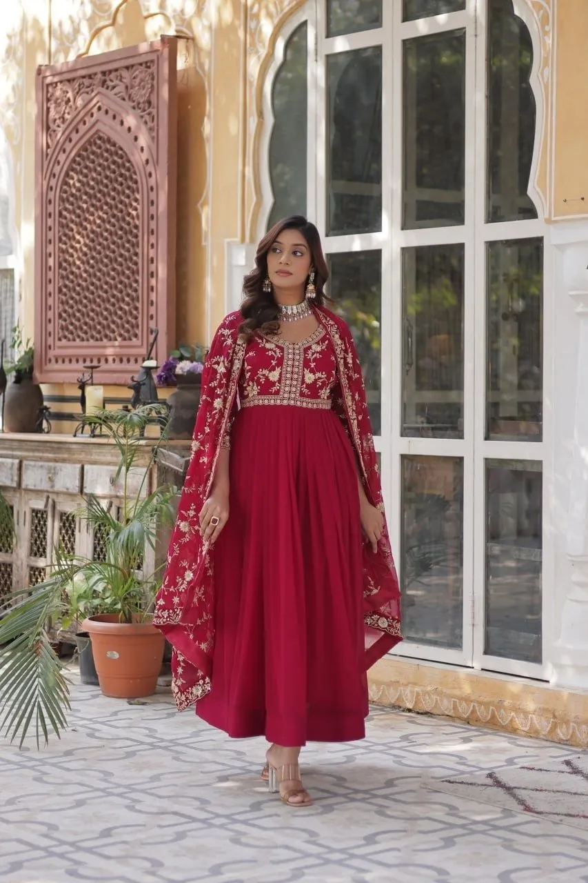 Anarkali Gown Faux Blooming