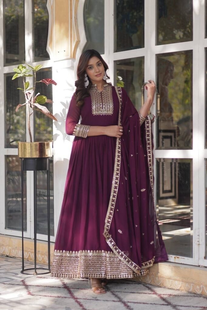 Anarkali Gown Faux Blooming Georgette