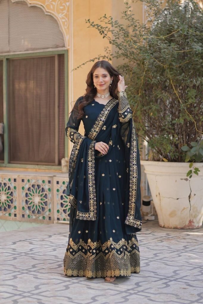 Anarkali Gown Faux Blooming Georgette