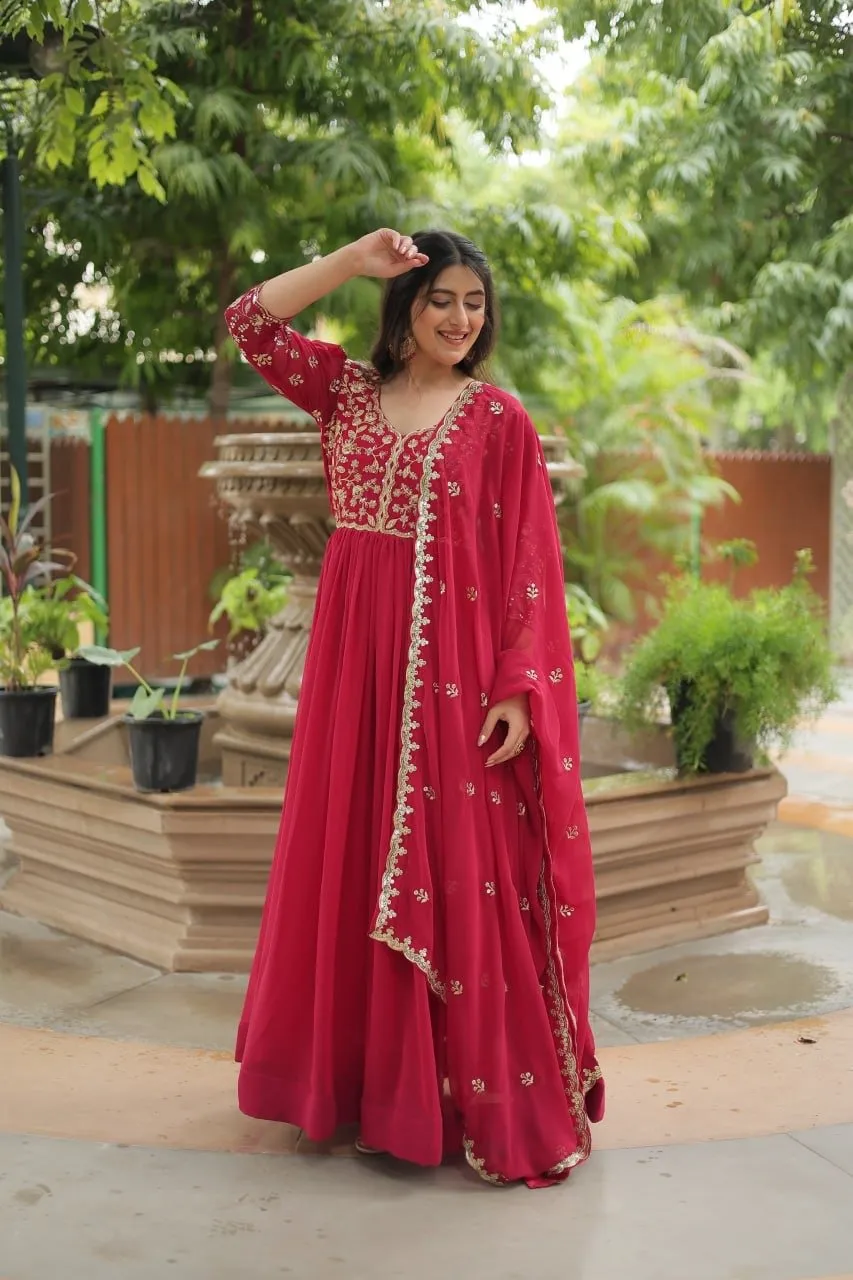 Anarkali Gown Faux Blooming