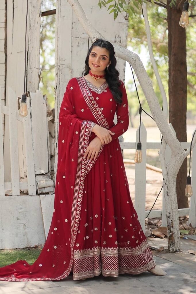 Anarkali Gown Faux Blooming