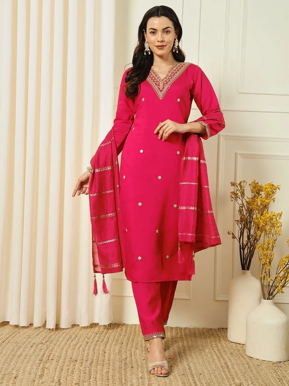 Kurti Pant Set Roman Silk