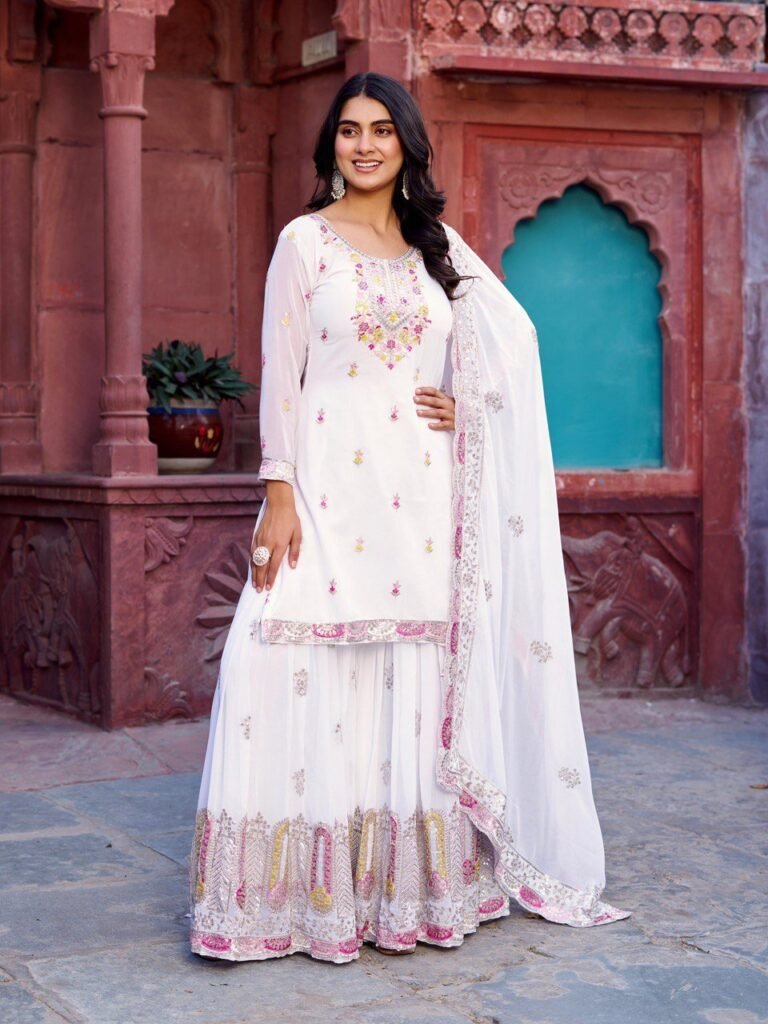 Kurti Plazo Set Faux Georgette