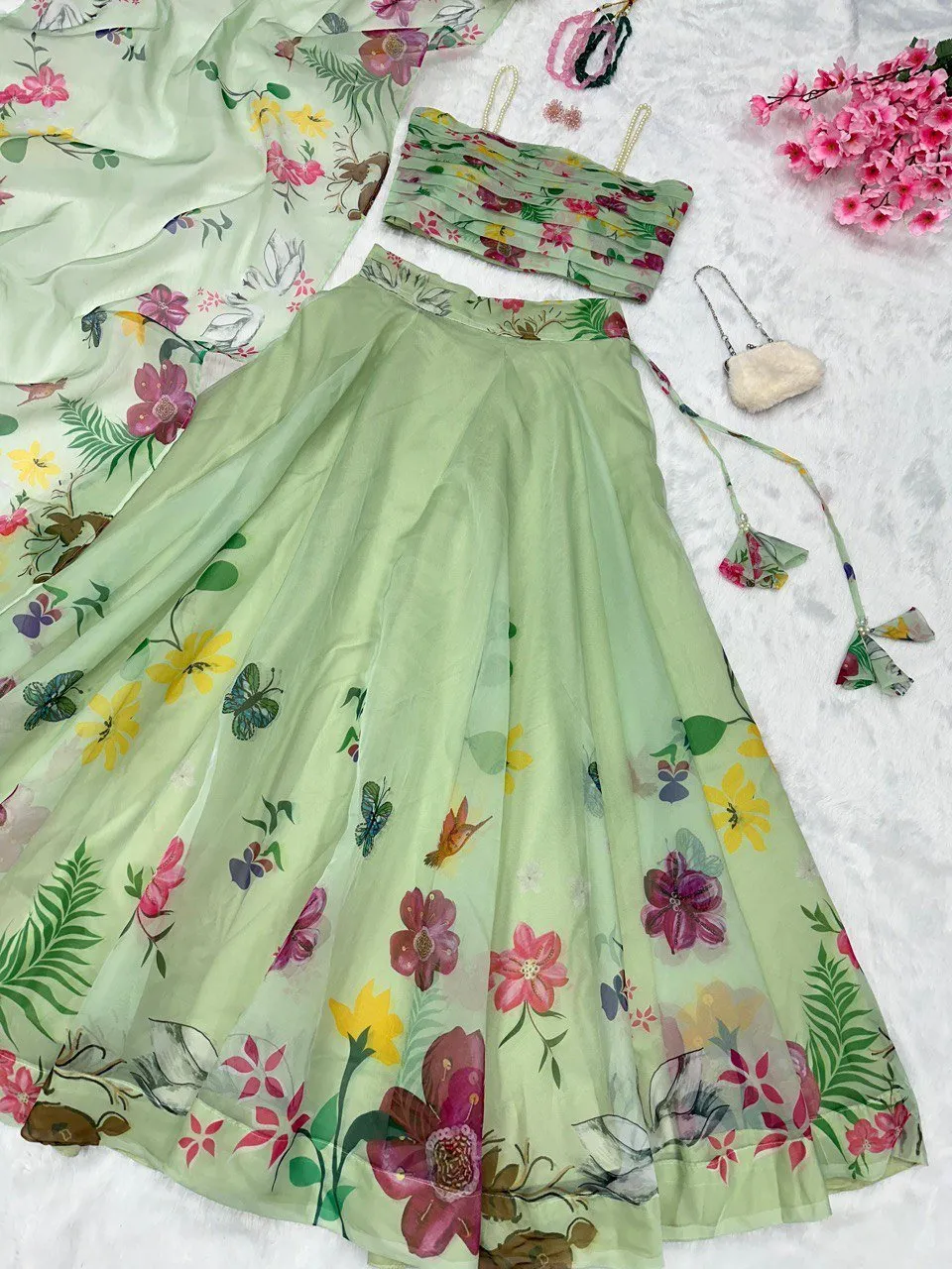 Lehenga Choli Pure Organza
