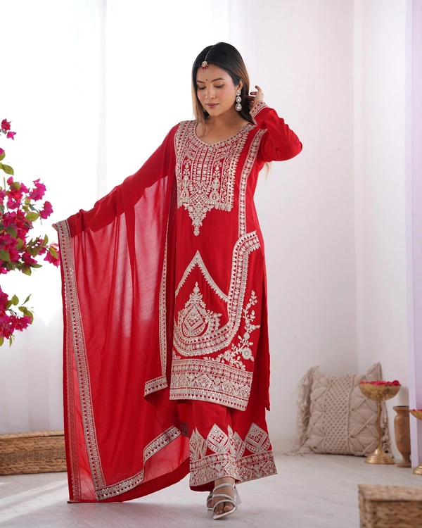 Kurti Plazo Set Pure Vichitra Silk