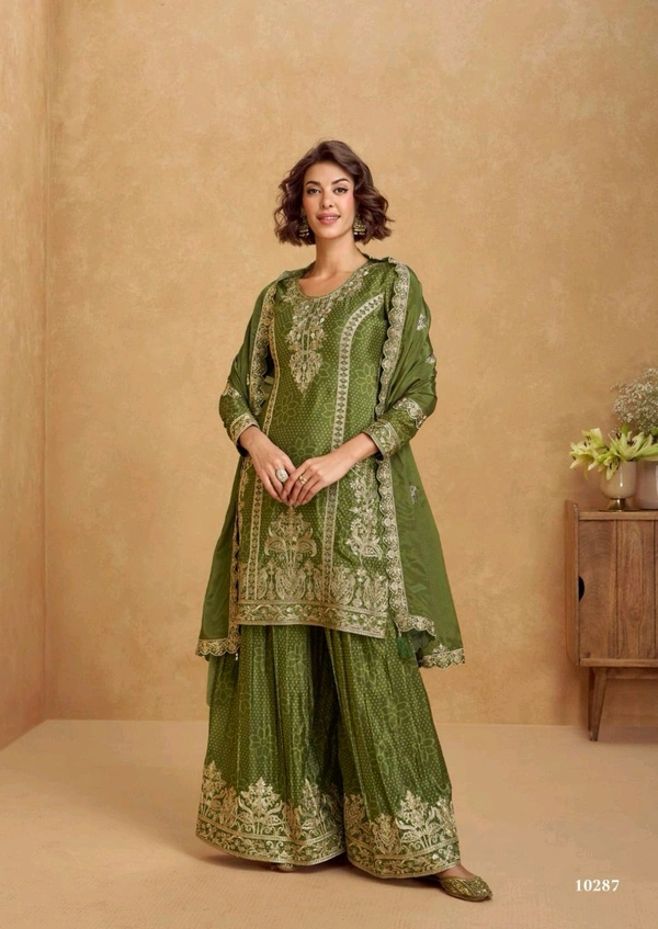 Kurti Plazo Set Chinon Silk