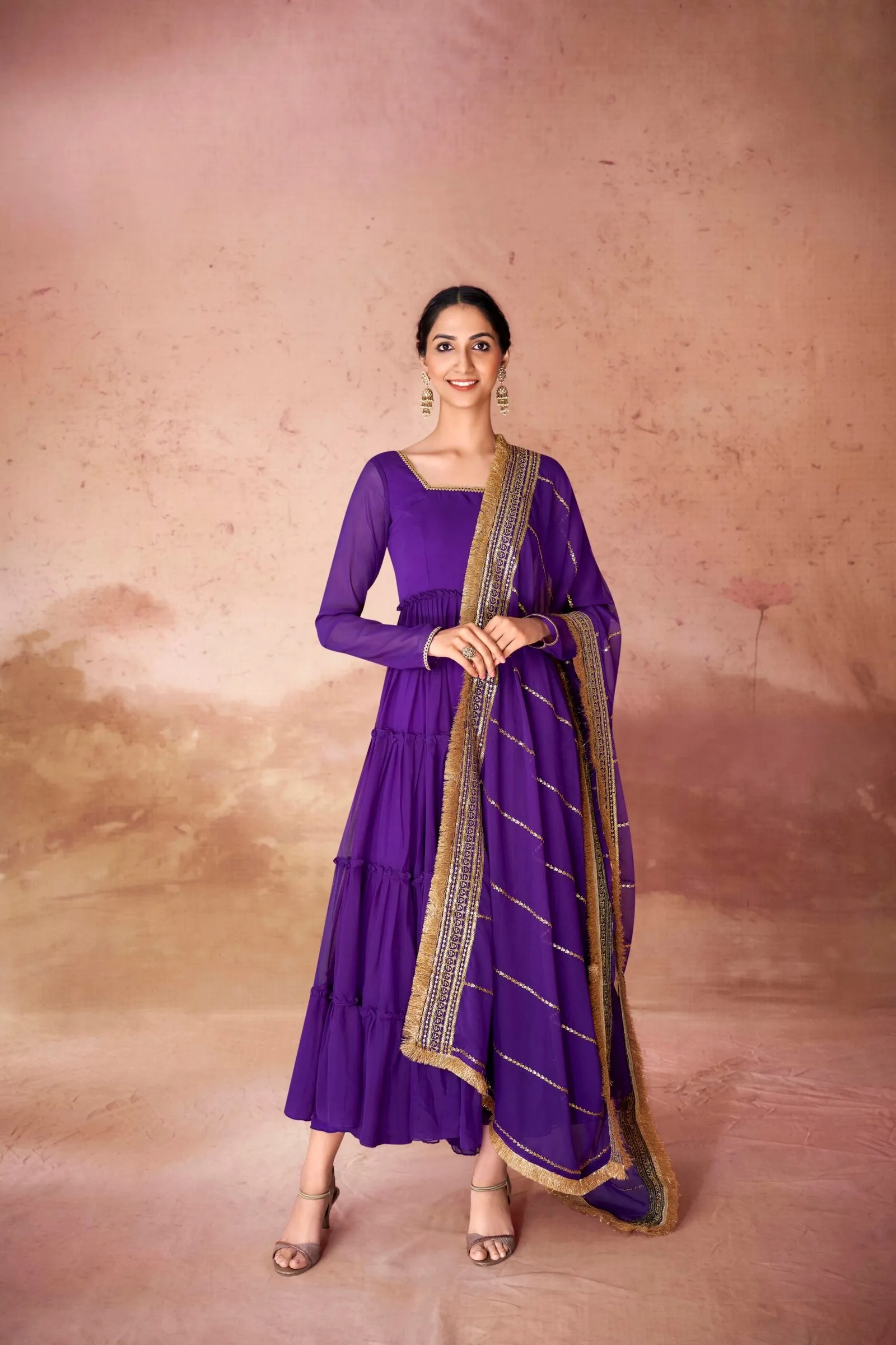 Anarkali Gown + Duppata Faux Georgette