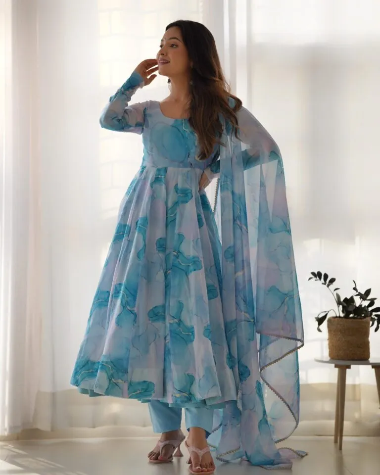 Anarkali Suit Set Pure Organza Silk