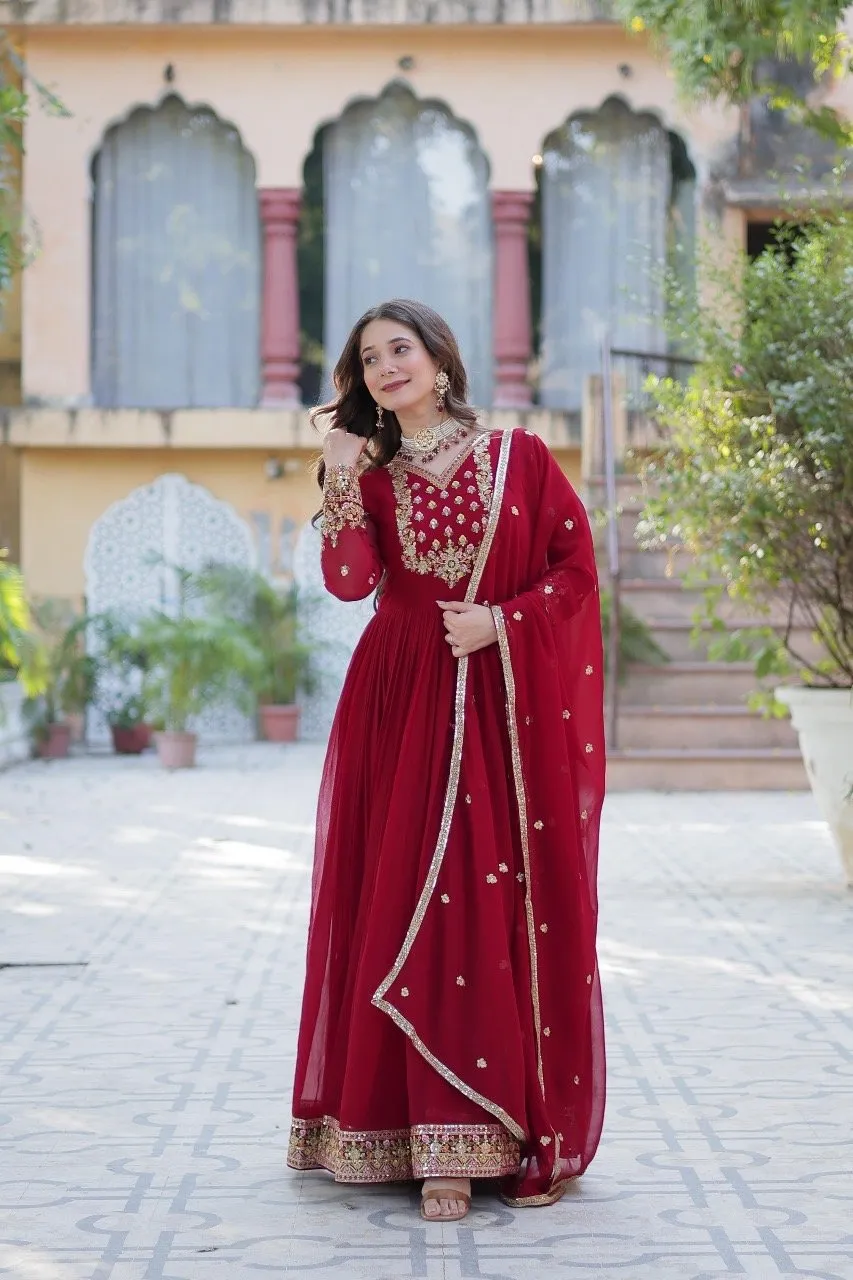 Anarkali Gown Faux Blooming