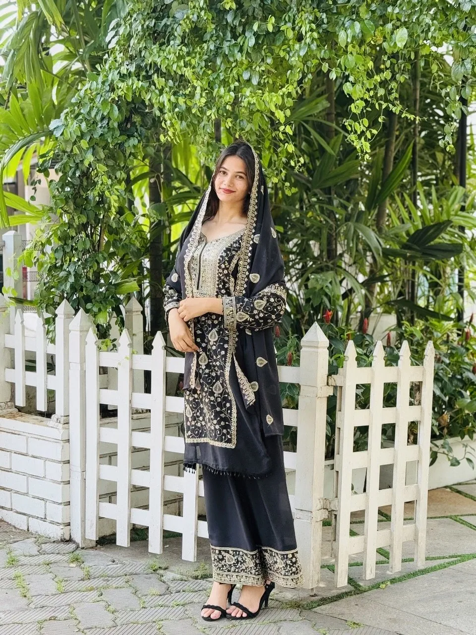 Kurti Plazo Set Star Faux Georgette