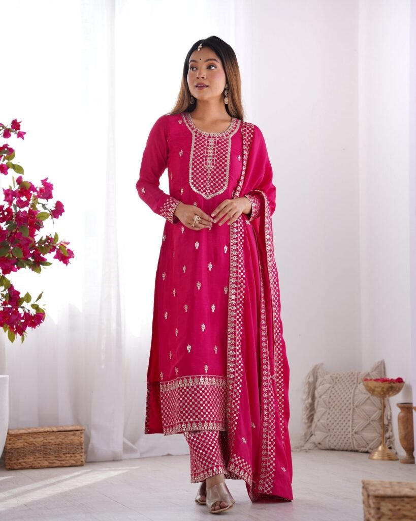 Kurti Pant Set Chinon Silk