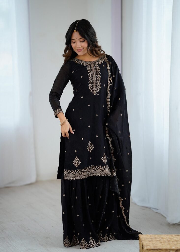 Kurti Plazo Set Soft Crunchy Silk
