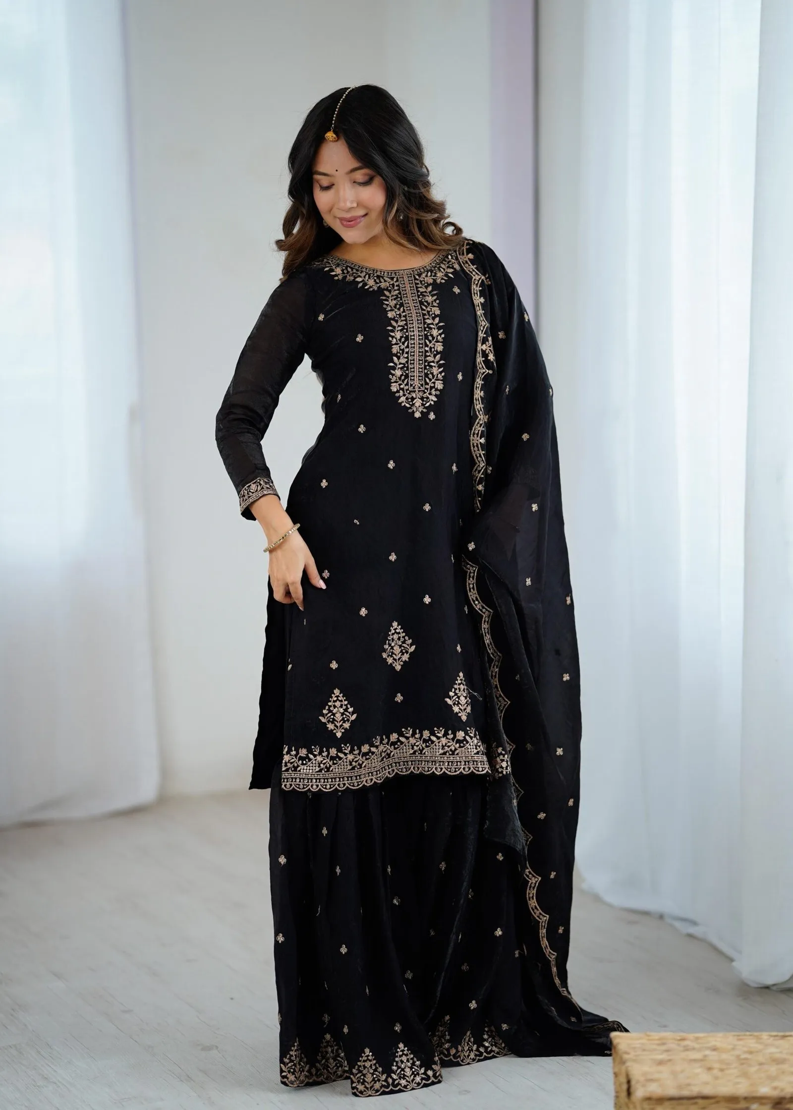 Kurti Plazo Set Soft Crunchy Silk