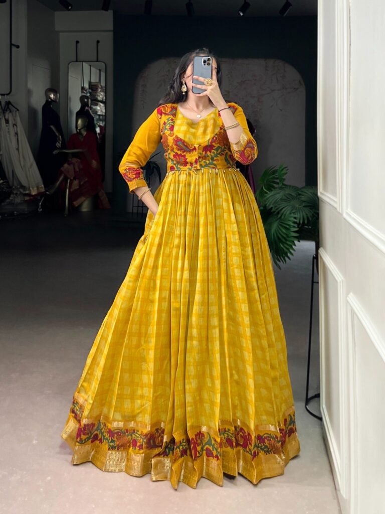 Gown Polyester Viscose Chanderi