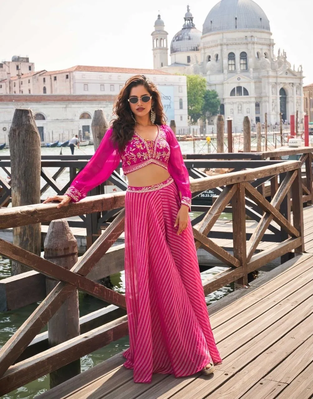 Crop Top Plazo Set