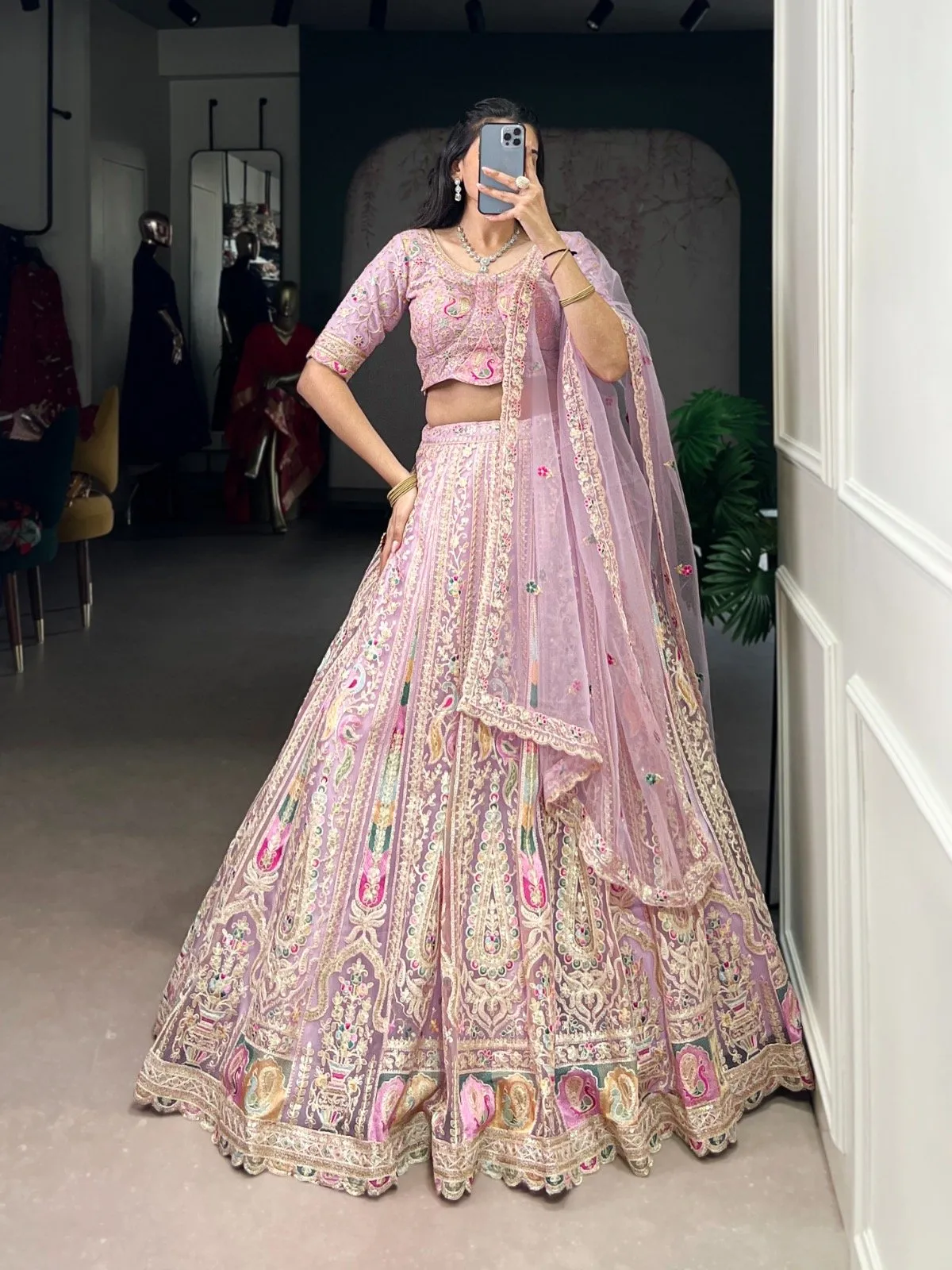 Wedding Lahenga choli Set Net Fabric