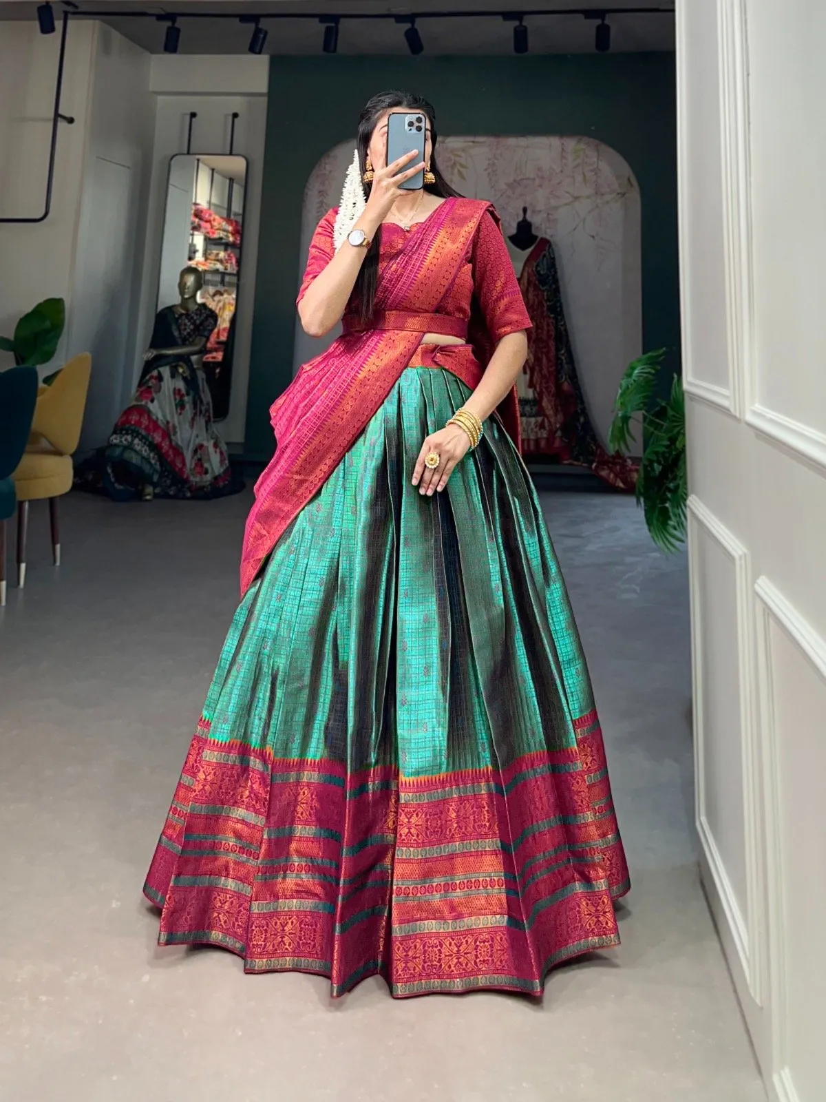 Lahenga Choli Set Jacquard Silk