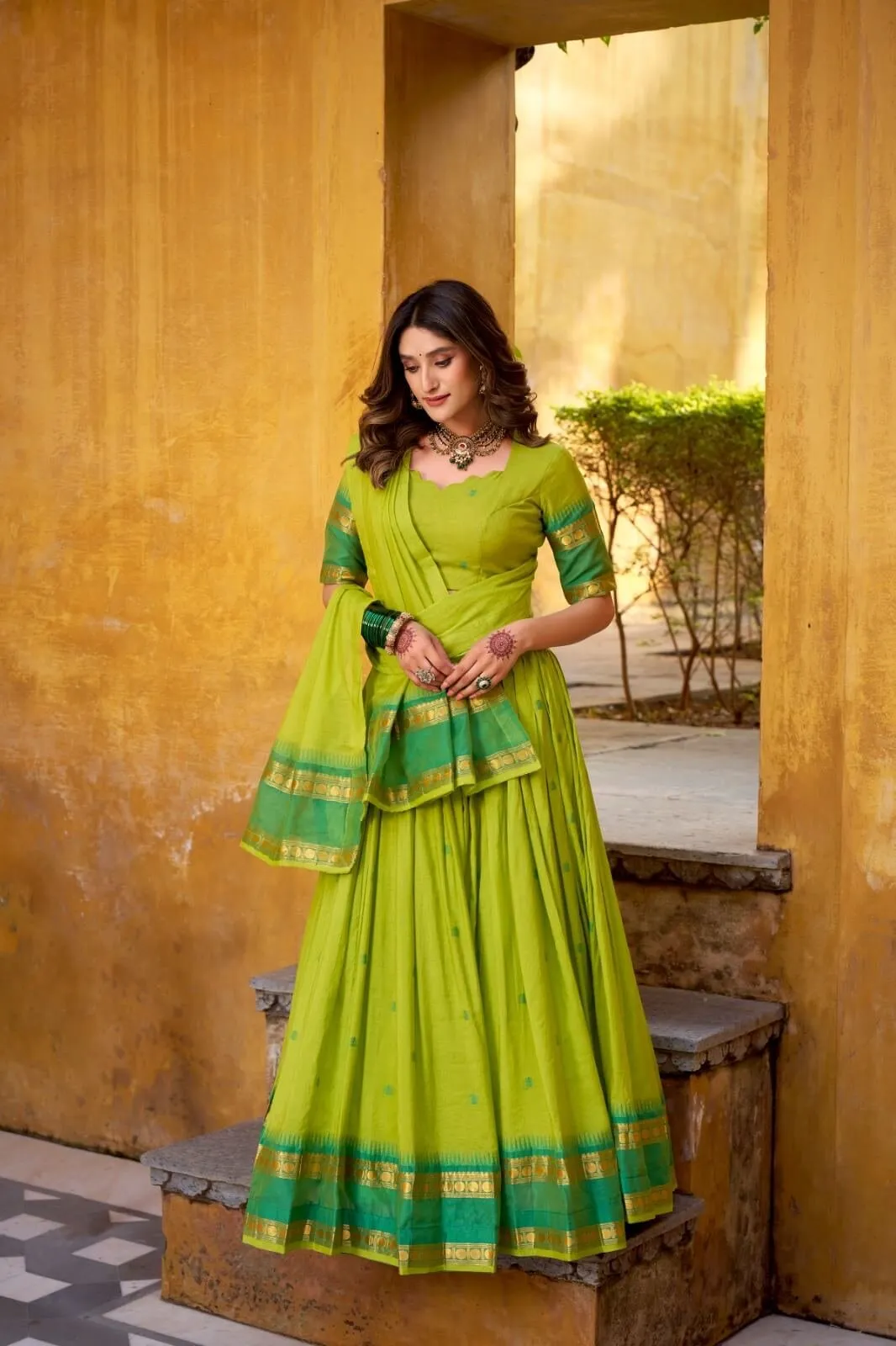 Lahenga Choli Set Chanderi Fabric