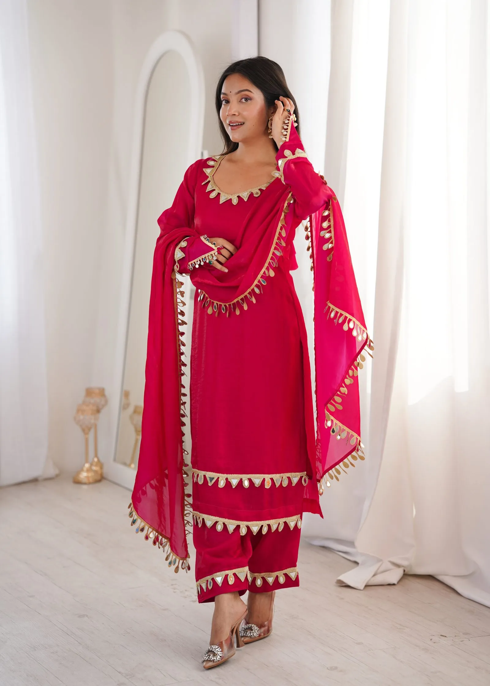 Kurti Pant Set Fendy Silk