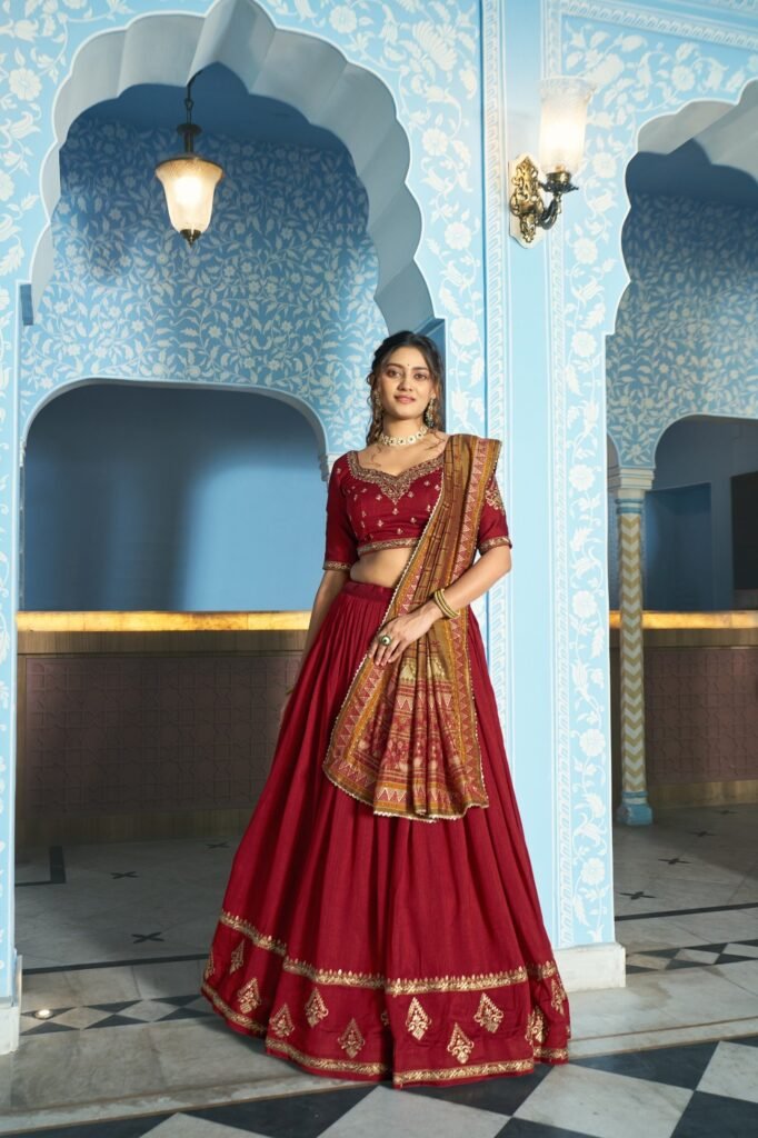 Lahenga Choli Set Vichitra Silk