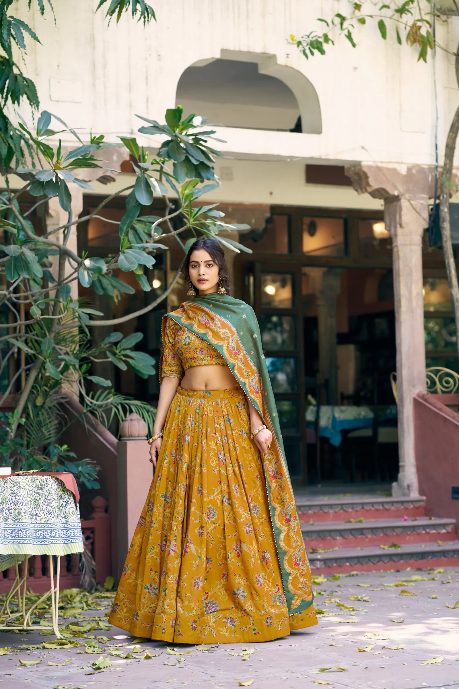 Lahenga Choli Set Tassar Silk