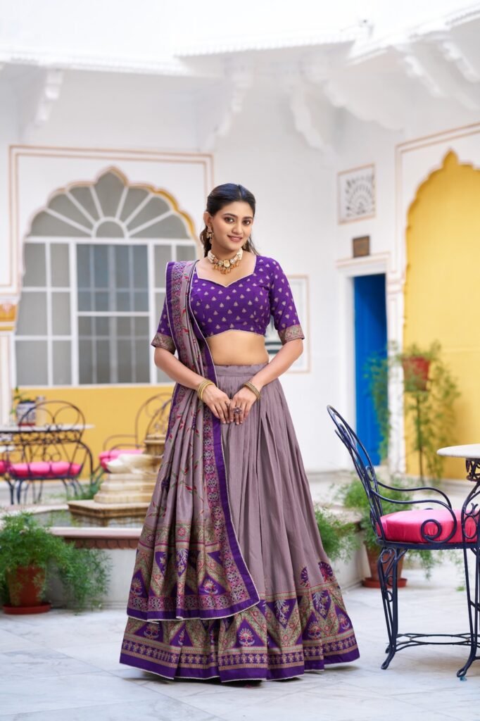 Lahenga Choli Set Tassar Silk