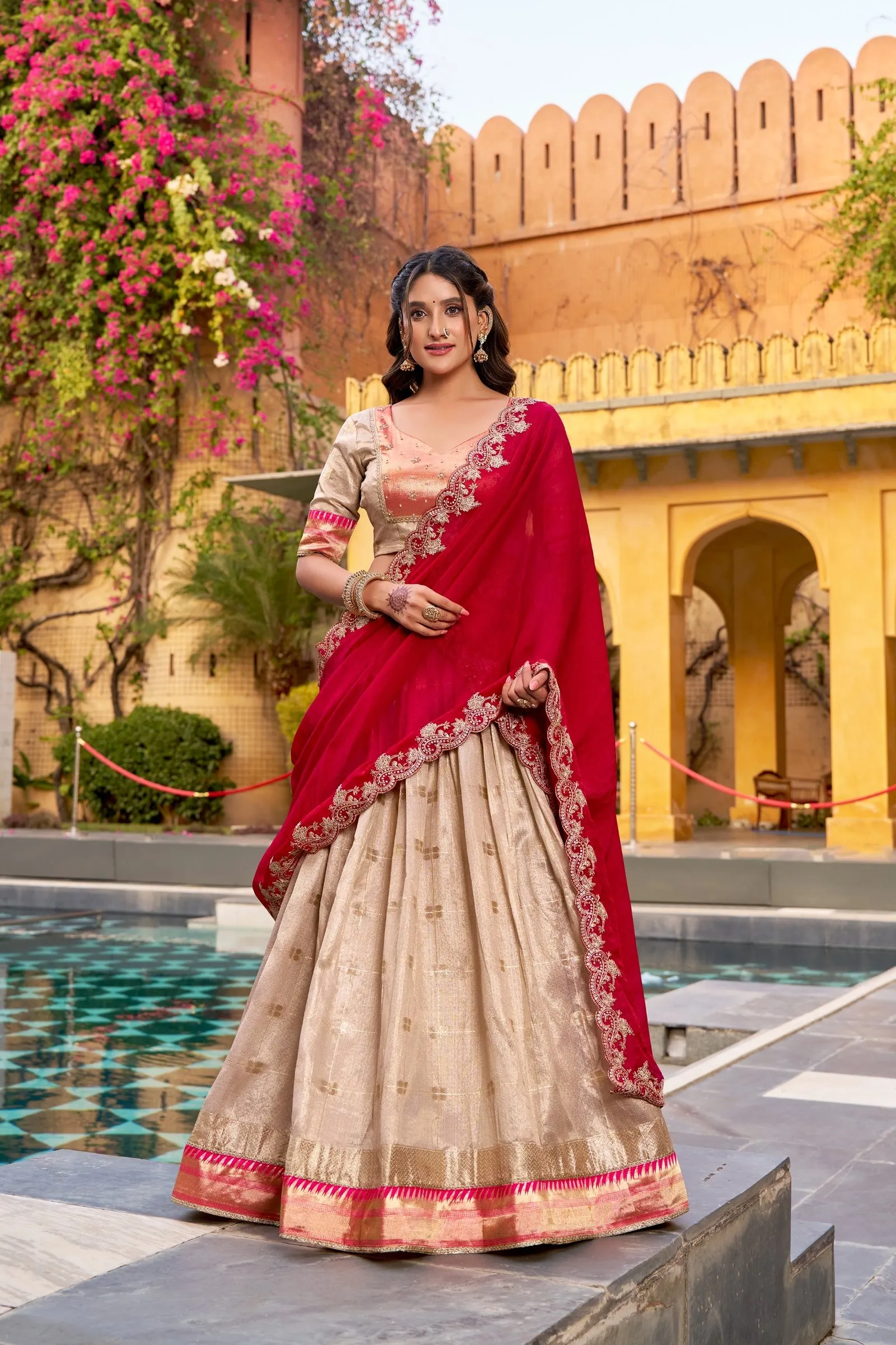 Lahenga Choli Set Slub Kota Fabric