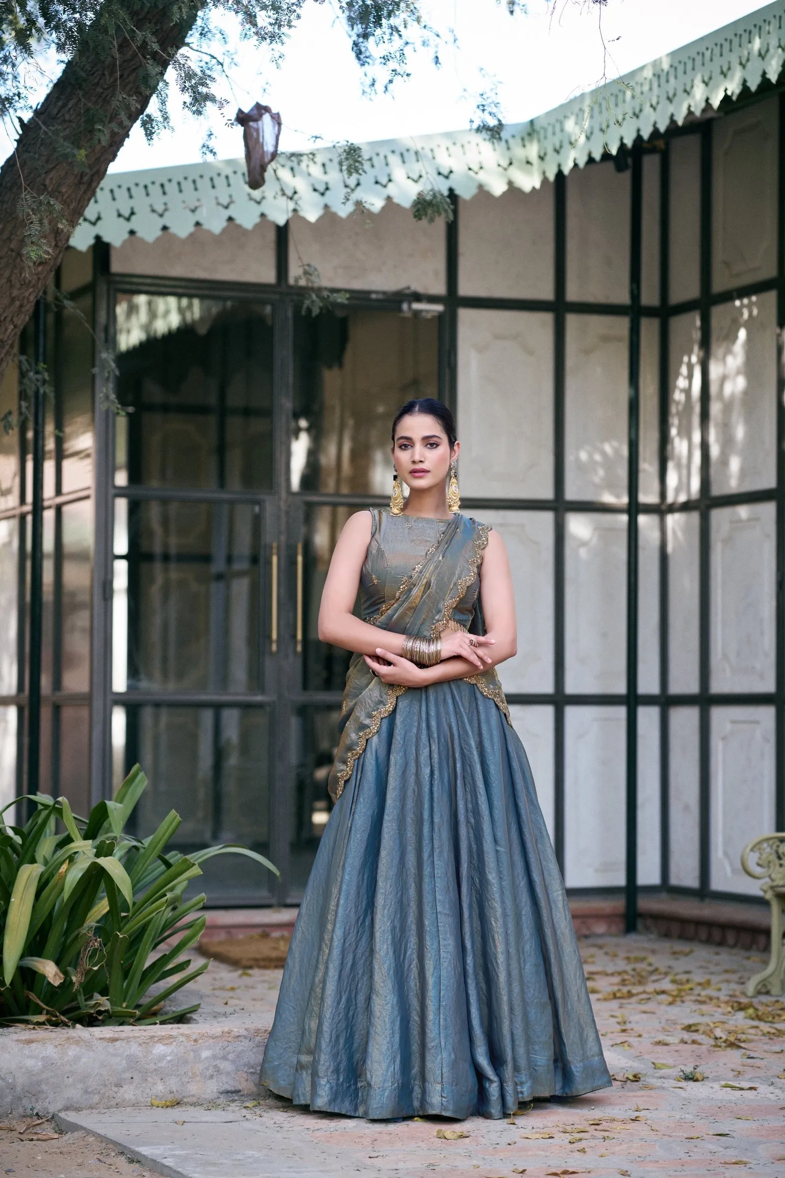 Lahenga Choli Set Fendi Fabric