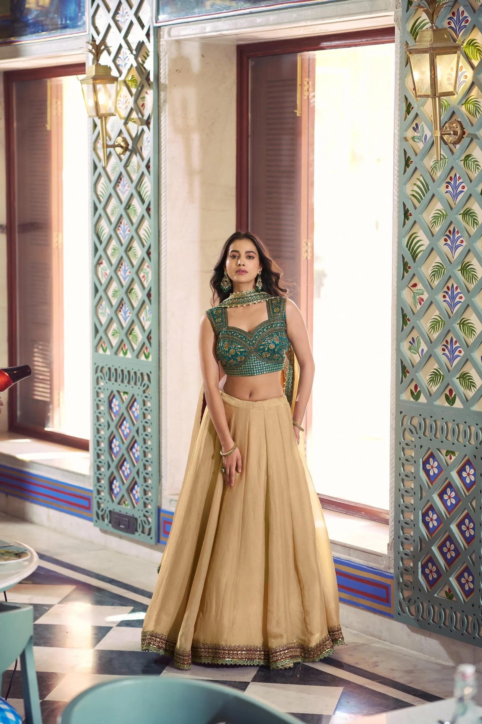 Lahenga Choli Set Fendi Fabric