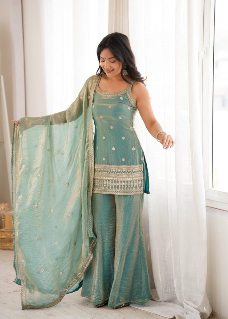 Top Bell Bottom Set Frendy Silk