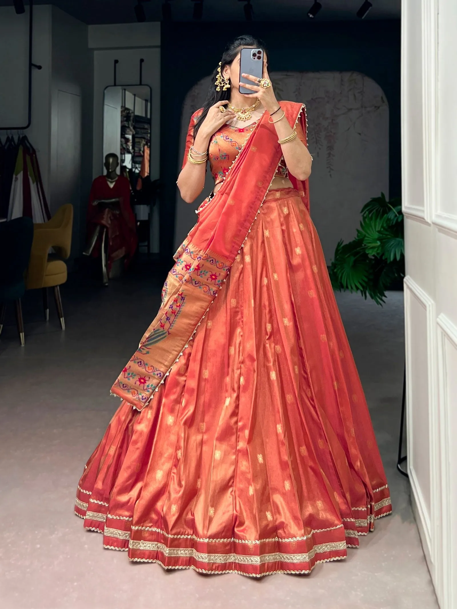 Lehenga Choli Set Paithani Style