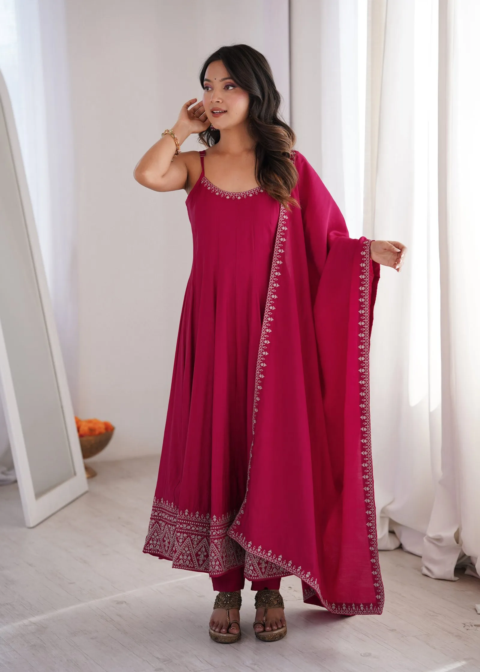 Anarkali Suit Set RoamSilk Chanderi