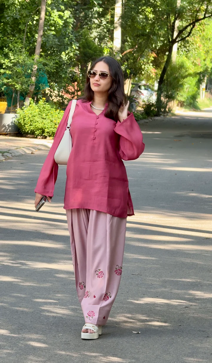 Pink Rose Farshi Salwar
